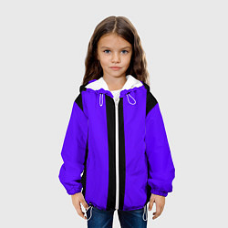 Куртка с капюшоном детская Color purple black stripes, цвет: 3D-белый — фото 2