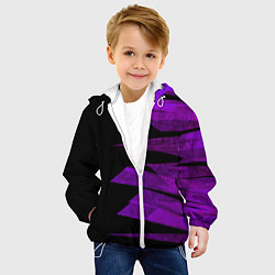 Куртка с капюшоном детская Color purple black stripes, цвет: 3D-белый — фото 2