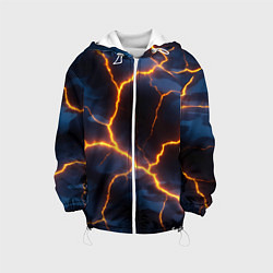 Куртка с капюшоном детская Молния на камуфляжной текстуре, цвет: 3D-белый