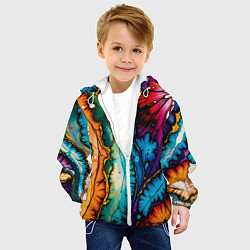 Куртка с капюшоном детская Разноцветный узор, цвет: 3D-белый — фото 2
