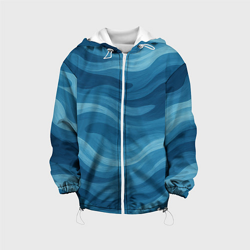 Детская куртка Камуфляжные синие волны / 3D-Белый – фото 1