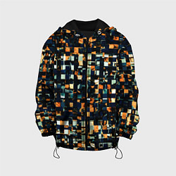 Детская куртка Тёмный синий с оранжевым кубики абстракция