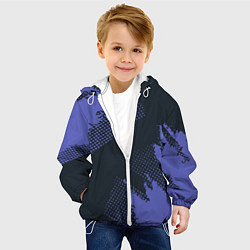 Куртка с капюшоном детская Абстрактная текстура в синем, цвет: 3D-белый — фото 2