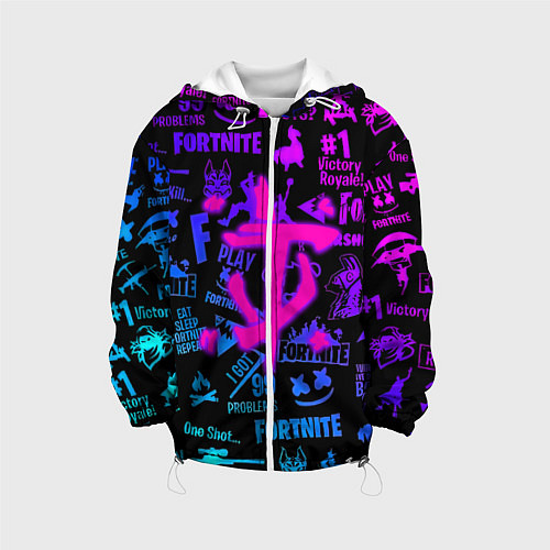 Детская куртка Fortnite x doom neon logo / 3D-Белый – фото 1