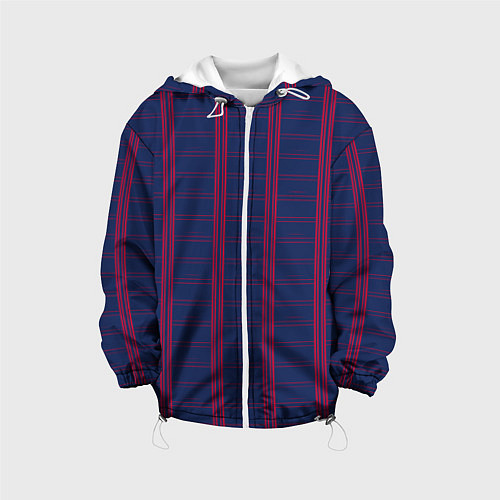 Детская куртка Color blue cage pink stripes / 3D-Белый – фото 1