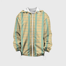 Куртка с капюшоном детская Color beige cage light blue stripes, цвет: 3D-белый