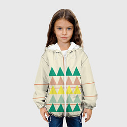 Куртка с капюшоном детская Абстрактный лес - треугольники на светлом, цвет: 3D-белый — фото 2