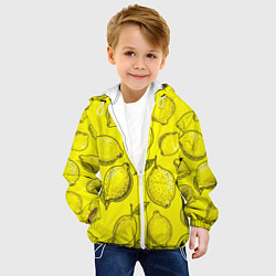 Куртка с капюшоном детская Яркий лимонный узор - паттерн, цвет: 3D-белый — фото 2