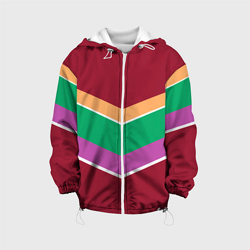 Детская куртка Тёмный красный с полосами / 3D-Белый – фото 1