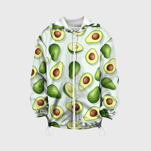 Детская куртка Авокадо - паттерн / 3D-Белый – фото 1