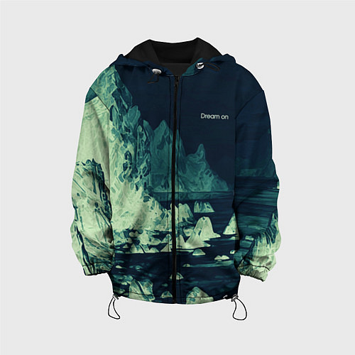 Детская куртка Dream on стилизованный скалистый берег / 3D-Черный – фото 1