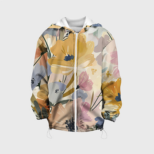 Детская куртка Цветы акварель / 3D-Белый – фото 1