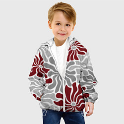 Куртка с капюшоном детская Цветы cherry and grey pattern, цвет: 3D-белый — фото 2