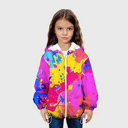 Куртка с капюшоном детская Яркие пятна акриловой краски на стене, цвет: 3D-белый — фото 2