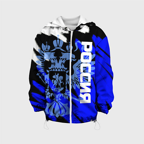 Детская куртка Россия чёрно-синий штрихи / 3D-Белый – фото 1