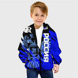 Куртка с капюшоном детская Россия чёрно-синий штрихи, цвет: 3D-черный — фото 2