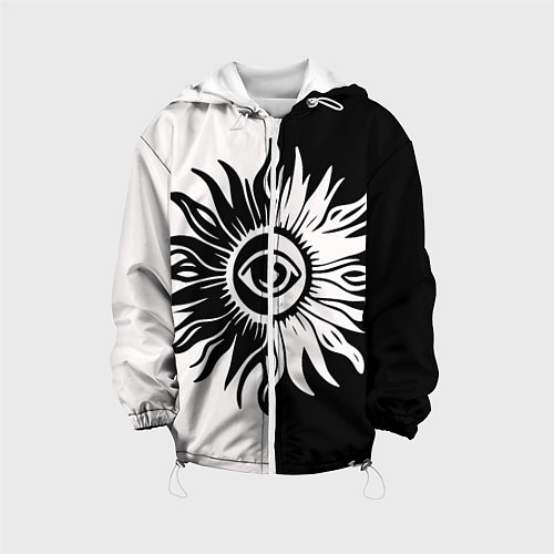 Детская куртка Солнце черно-белое / 3D-Белый – фото 1