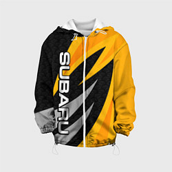 Куртка с капюшоном детская Субару - желтый, цвет: 3D-белый