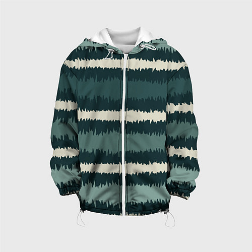 Детская куртка Полосы зигзагообразные зеленые / 3D-Белый – фото 1