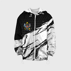 Куртка с капюшоном детская Российская империя - потертости, цвет: 3D-белый