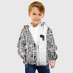 Куртка с капюшоном детская Африканский узор, цвет: 3D-белый — фото 2