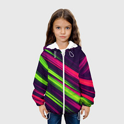Куртка с капюшоном детская Фиолетово-зеленые линии, цвет: 3D-белый — фото 2