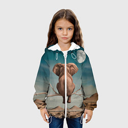 Куртка с капюшоном детская Задумчивый слон: пустыня, цвет: 3D-белый — фото 2