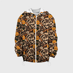 Детская куртка Новогодний орнамент с корицей и дольками апельсина