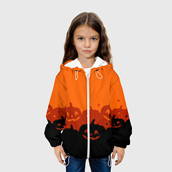 Куртка с капюшоном детская Хэллоуин счастливые тыквы, цвет: 3D-белый — фото 2