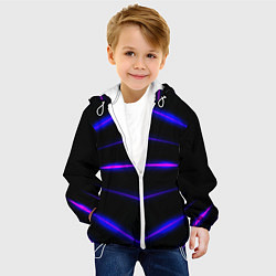 Куртка с капюшоном детская Color black neon stripes, цвет: 3D-белый — фото 2