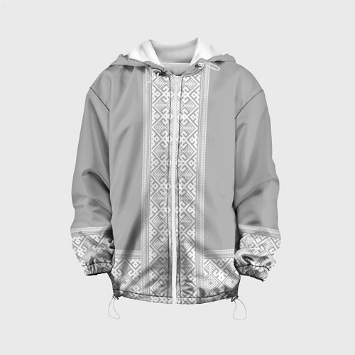 Детская куртка Славянский узор на сером - вышиванка рубаха / 3D-Белый – фото 1