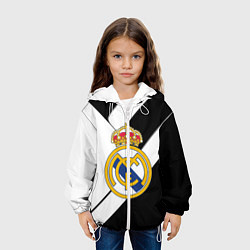 Куртка с капюшоном детская Реал Мадрид черно белые полосы, цвет: 3D-белый — фото 2
