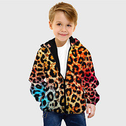 Куртка с капюшоном детская Стилизованный леопардовый, цвет: 3D-черный — фото 2