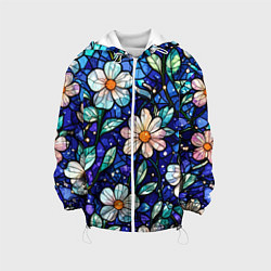 Детская куртка Цветочный тёмно-синий витраж