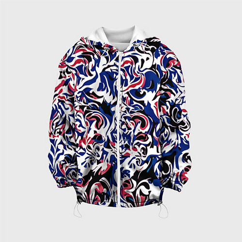 Детская куртка Абстрактный паттерн бело-сине-красный / 3D-Белый – фото 1