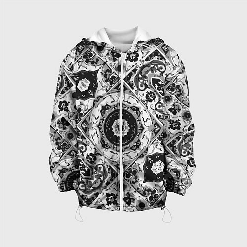 Детская куртка Узоры калейдоскопа черно-белые / 3D-Белый – фото 1