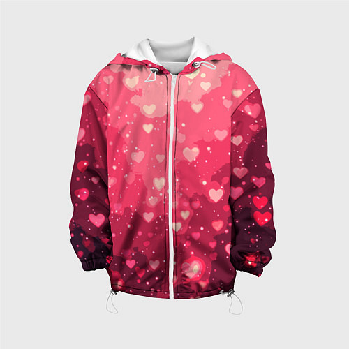 Детская куртка Розовый с сердечками паттерн / 3D-Белый – фото 1
