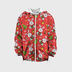 Детская куртка Новогодний паттерн с зайчиком