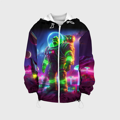 Детская куртка Космонавт Шрук в неоновом скафандре на загадочной / 3D-Белый – фото 1