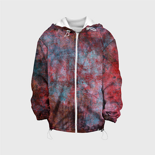 Детская куртка Абстракция - red rust on blue / 3D-Белый – фото 1