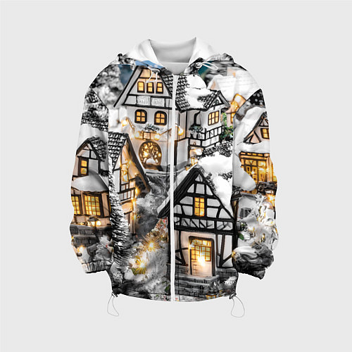 Детская куртка Объемные новогодние дома / 3D-Белый – фото 1
