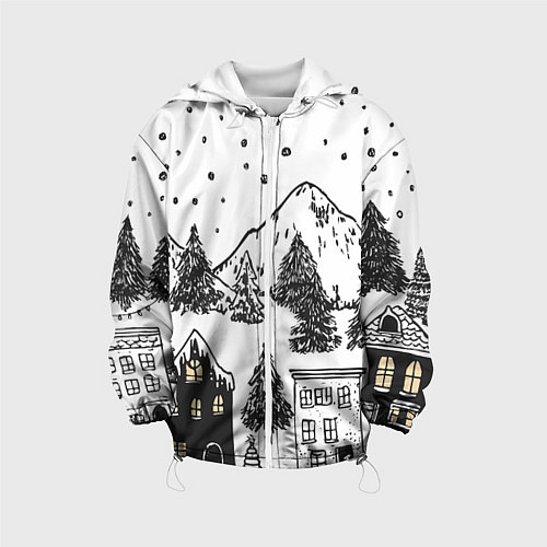 Детская куртка Заснеженный черно-белый город / 3D-Белый – фото 1