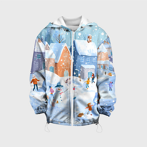 Детская куртка Предновогодний день во дворе / 3D-Белый – фото 1