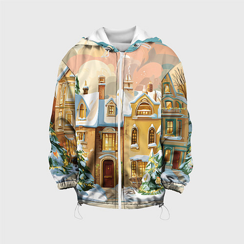 Детская куртка Новогодний город / 3D-Белый – фото 1