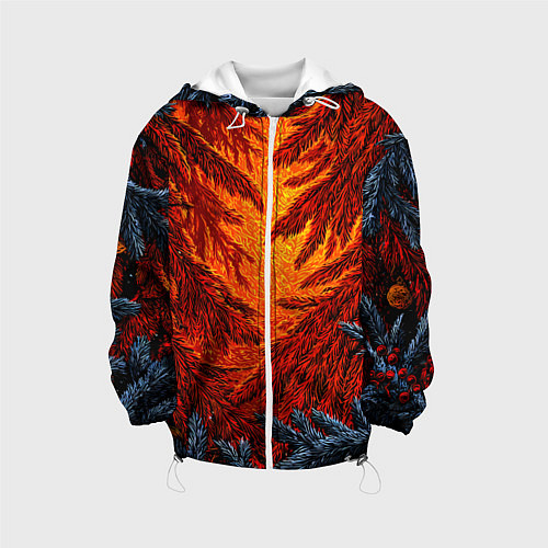 Детская куртка Новогодние ветки елок / 3D-Белый – фото 1