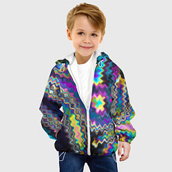 Куртка с капюшоном детская Абстракция переливы, цвет: 3D-белый — фото 2