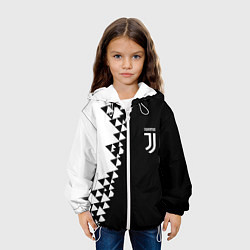 Куртка с капюшоном детская Juventus черно белая геометрия текстура, цвет: 3D-белый — фото 2