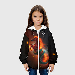 Куртка с капюшоном детская Смена зелёной змеи на красную огненную лошадь, цвет: 3D-белый — фото 2