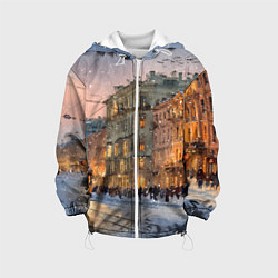 Куртка с капюшоном детская Зимний Санкт-Петербург, цвет: 3D-белый