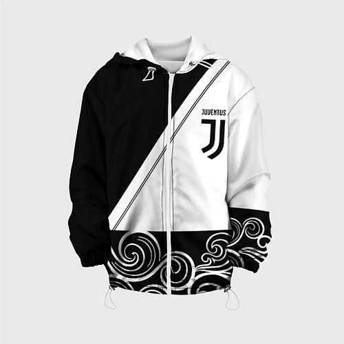 Детская куртка Ювентус геометрия полосы текстура / 3D-Белый – фото 1